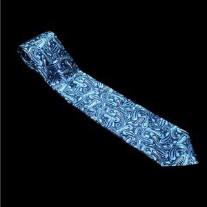 LUXURIOUS BRIONI BLUE PAISLEY LIQUID GLOSS XL SILK TIE ITALY